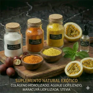 Colágeno con Aguaje Factor X Company aguaje liofilizado aguaje atomizado maracuyá liofilizado