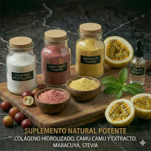 Colágeno con Camu Camu Factor X Company – Ingredientes y composición Colágeno con Camu Camu Factor X Company camu camu liofilizado maracuyá stevia